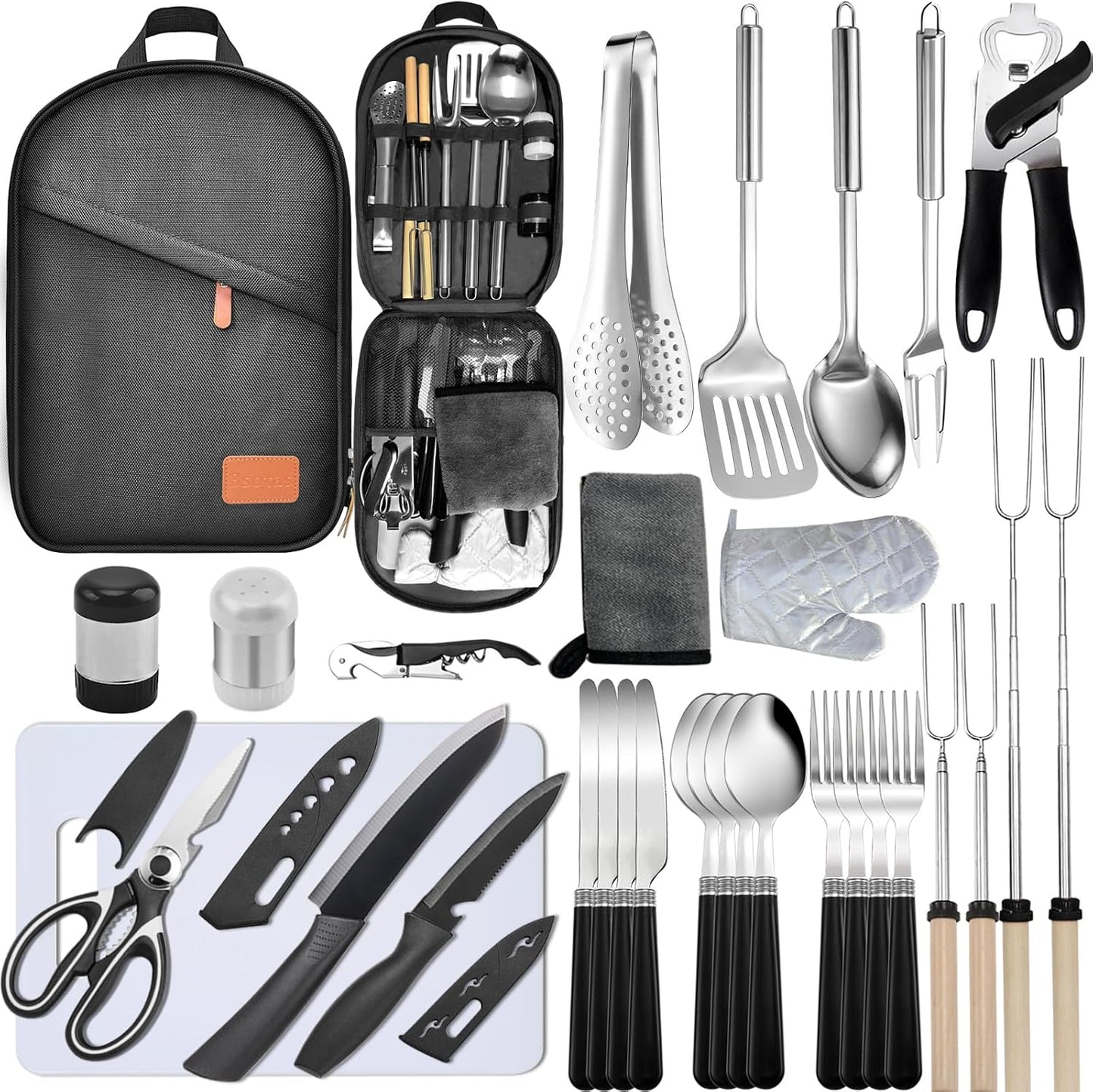 Set utensilios cocina campamento asar y cocinar