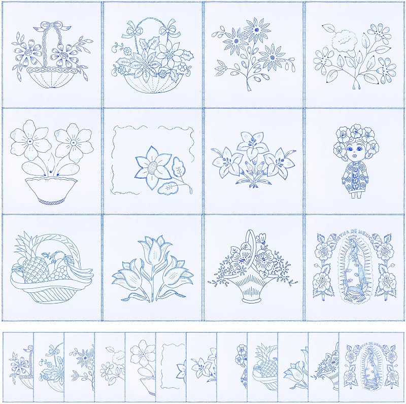 12 Pzas Servilletas Mexicas Bordado Reutilizables DIY