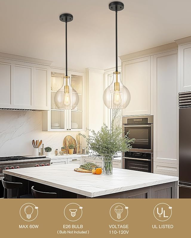 2 Pzas Lámpara Colgante Isla Cocina Comedor Baño Negro