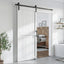 Puerta corrediza granero 38x84" negra con revestimiento PVC