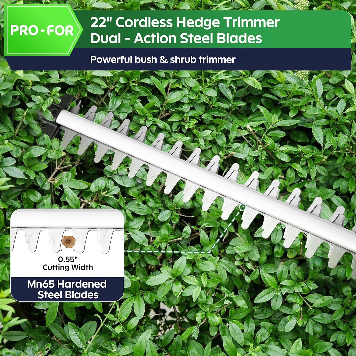 Cortasetos inalámbrico 20V hoja 22pulg 3000spm