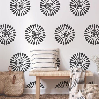 Plantillas pared flores bohemias reutilizables