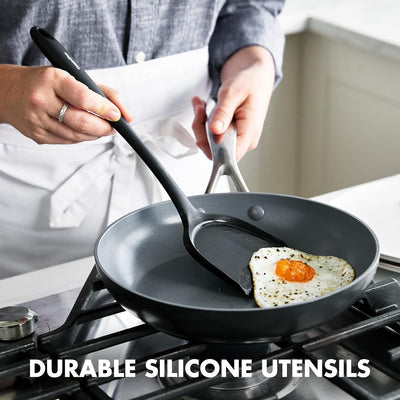 Set 5 Pzas Utensilios Cocina Silicona Antiadherente Negro