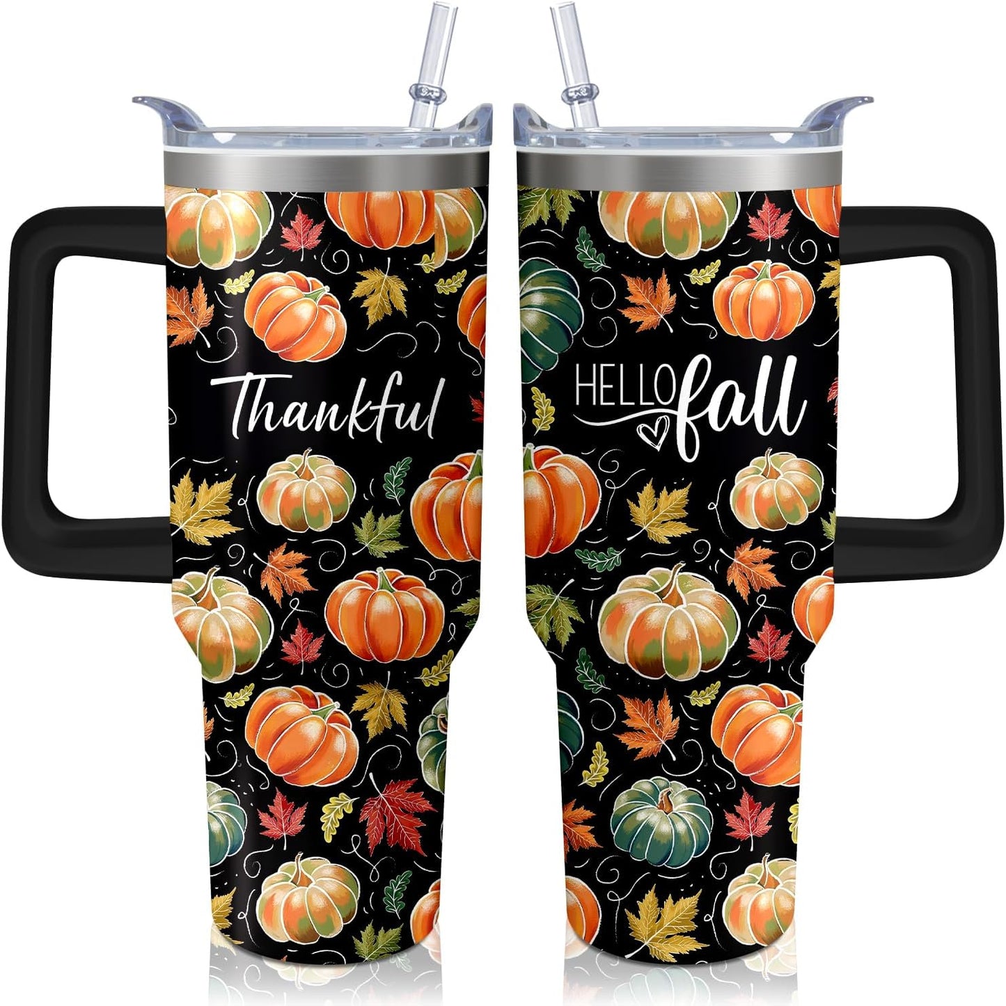 Vaso calabaza otoño 40oz con asa pajita térmico acero inox