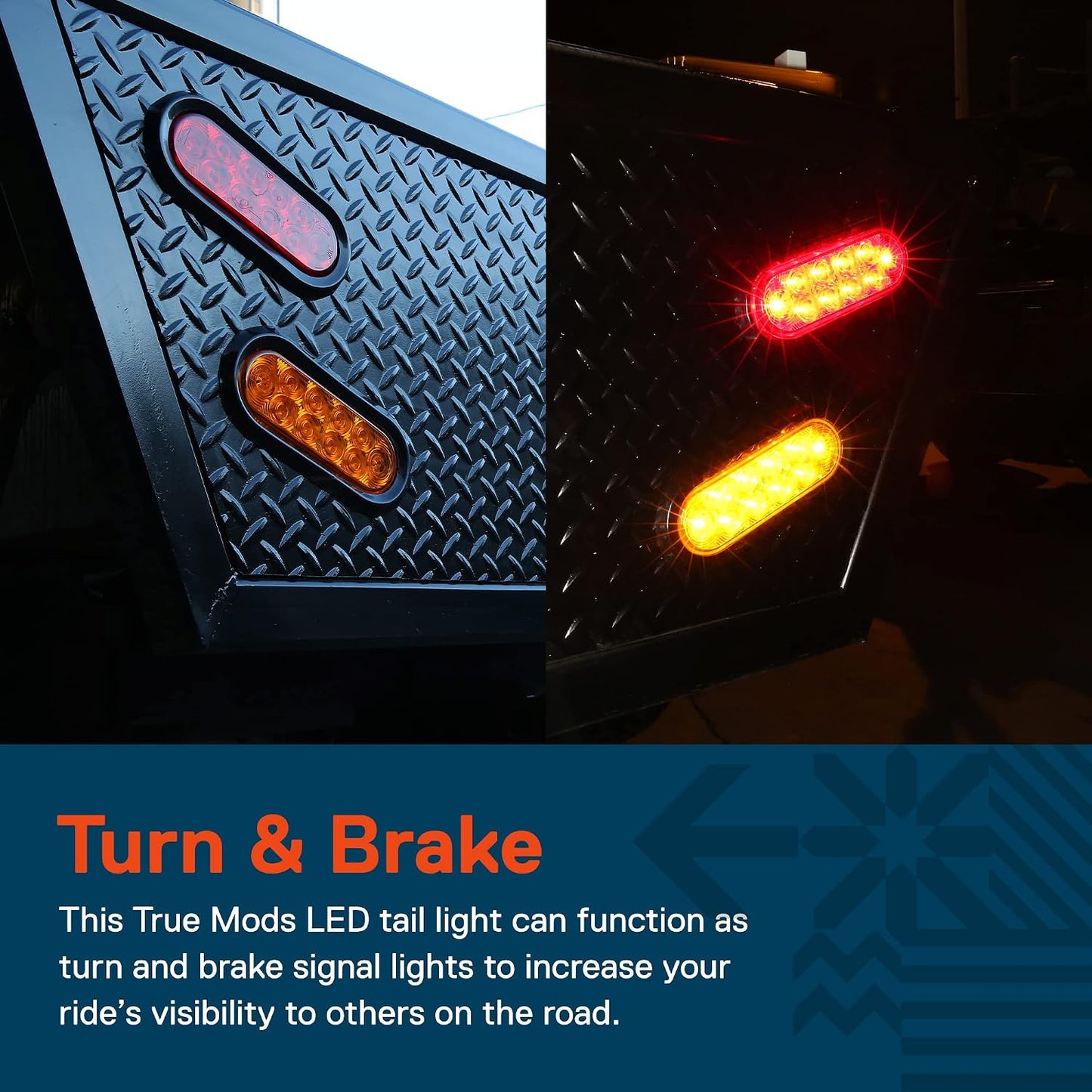 Kit 2 Luces Traseras LED Ovaladas Ámbar 6" IP67