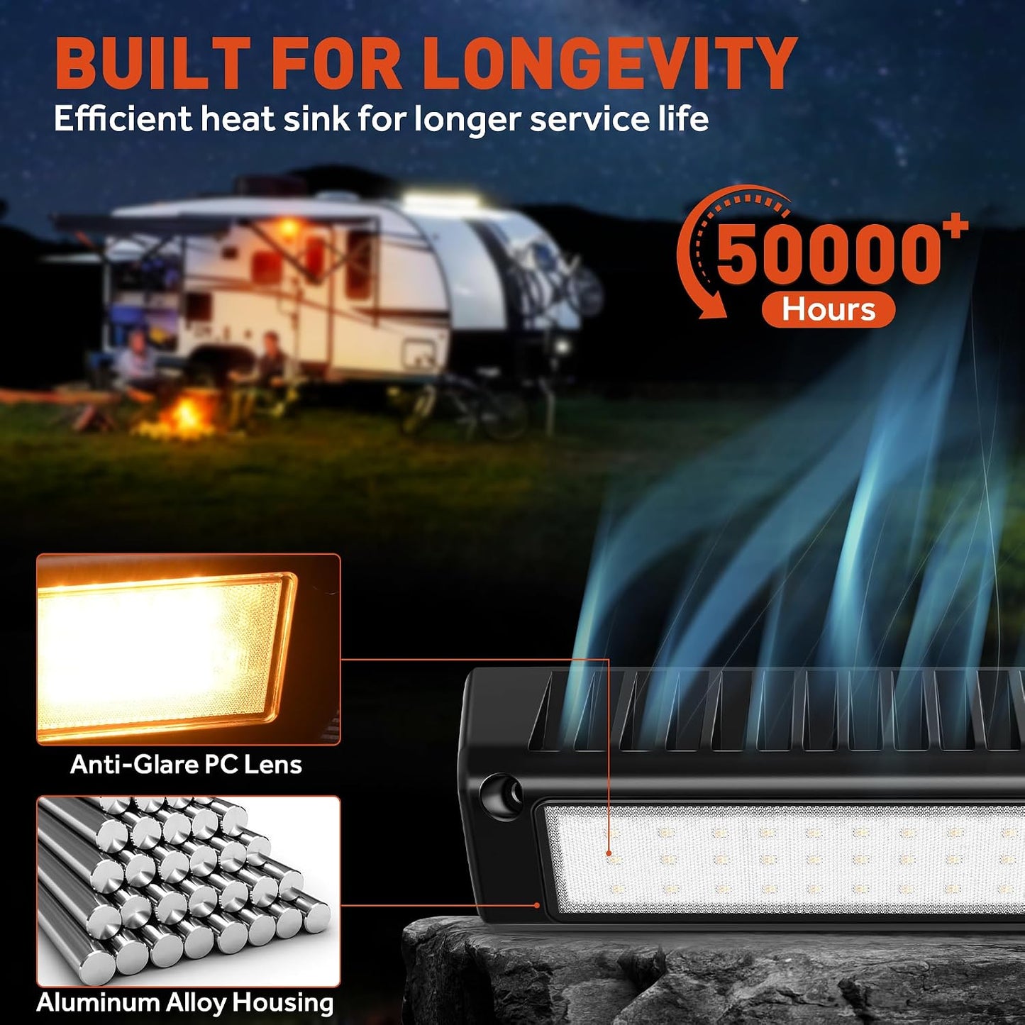 Luz LED RV exterior 10-30V 90W 6000K blanco amarillo