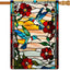 Bandera jardín colibrí estilo cristal 28x40"