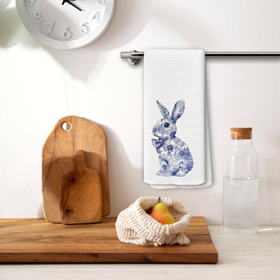 Toallas cocina decorativas conejito Pascua azul blanco 16x24
