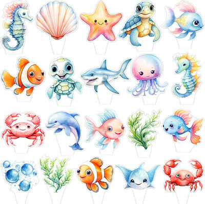 48 Adornos Cupcakes Animales Marinos Temática Mar