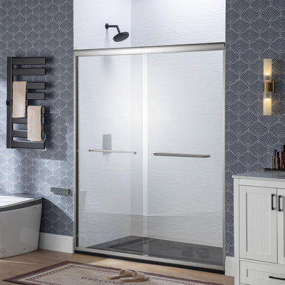 Puerta ducha doble 44-48pulg x72pulg vidrio templado níquel