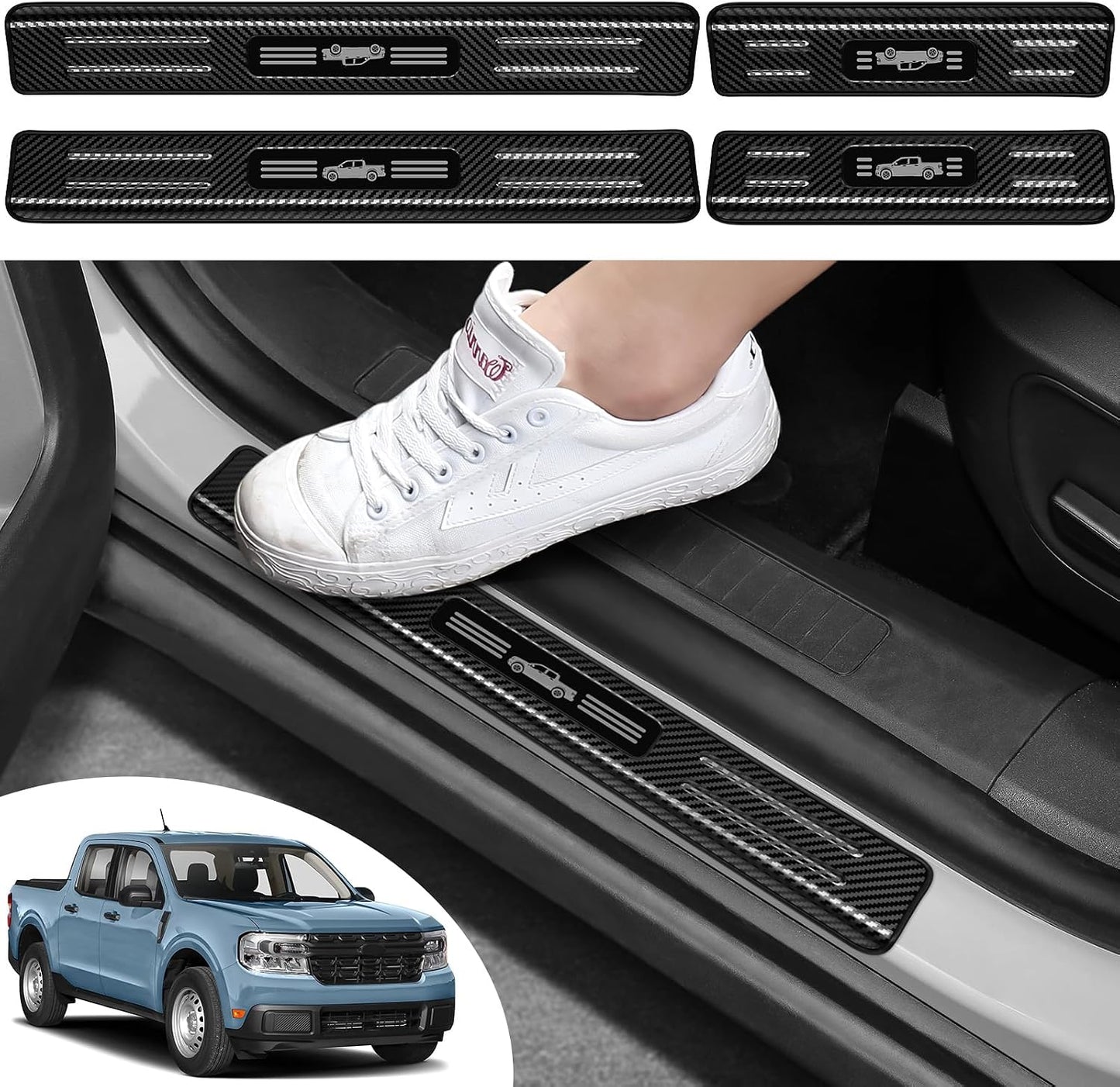 4 Pzas Protectores Borde Puerta Ford Maverick 22-26 Acero