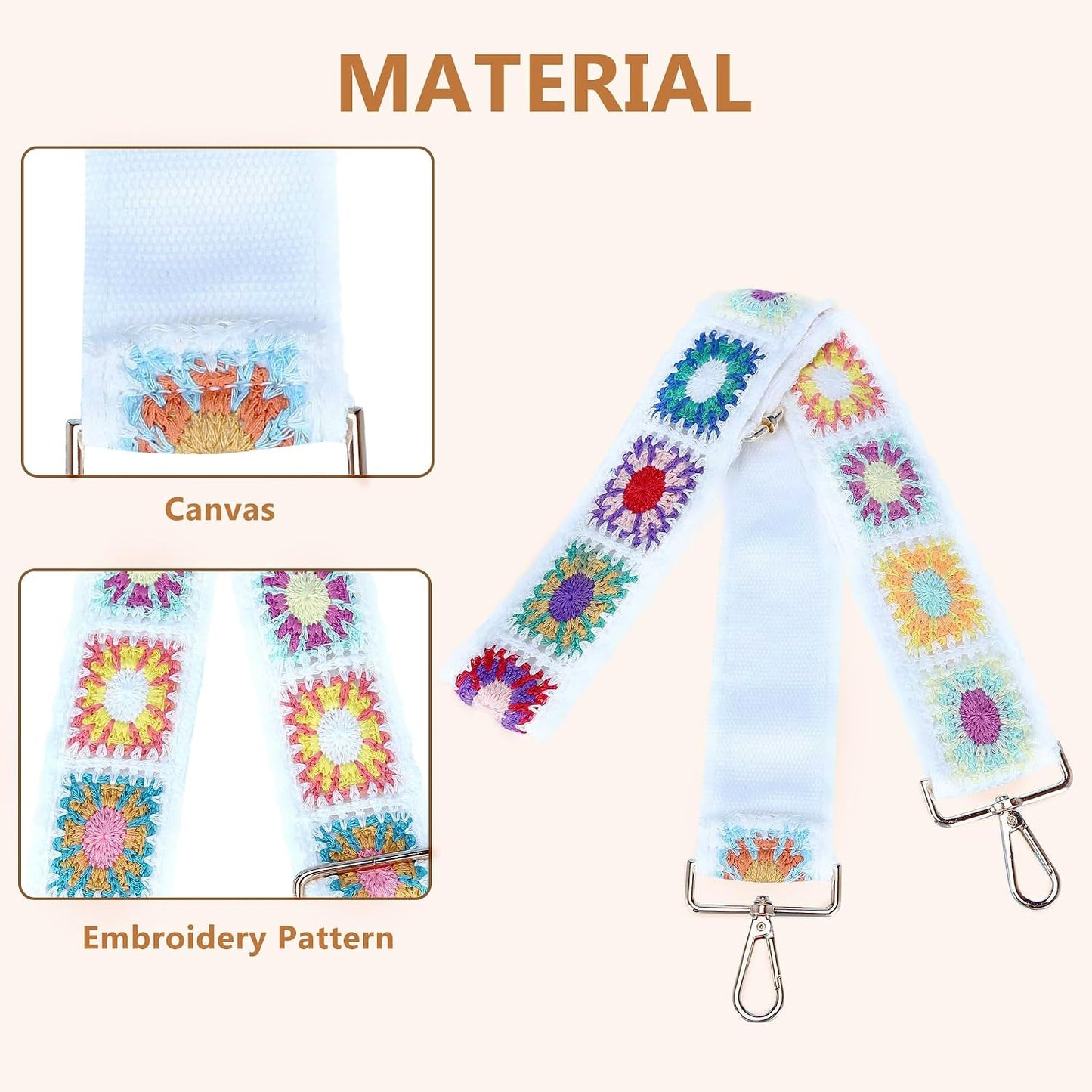 Correa ajustable para bolso mujer 2pulg bordada