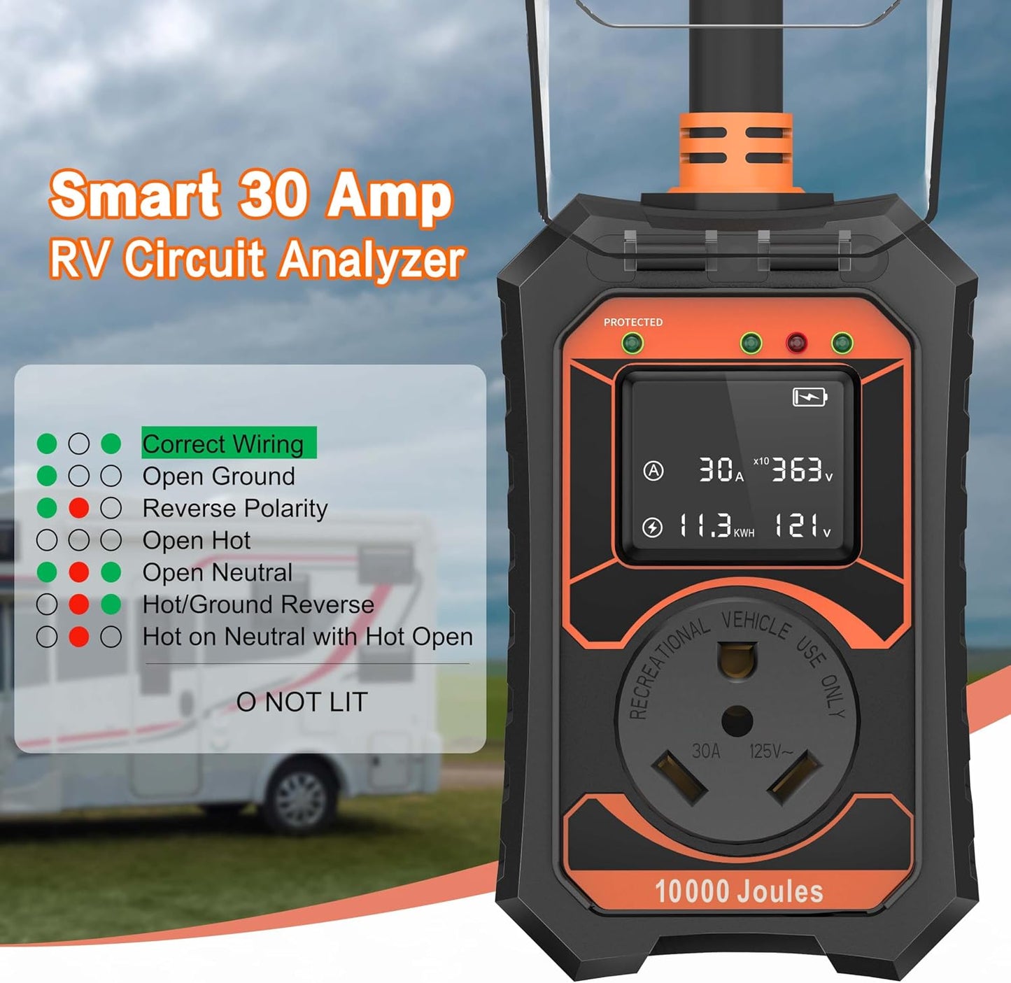 Protector sobretensiones RV 30A con analizador LED
