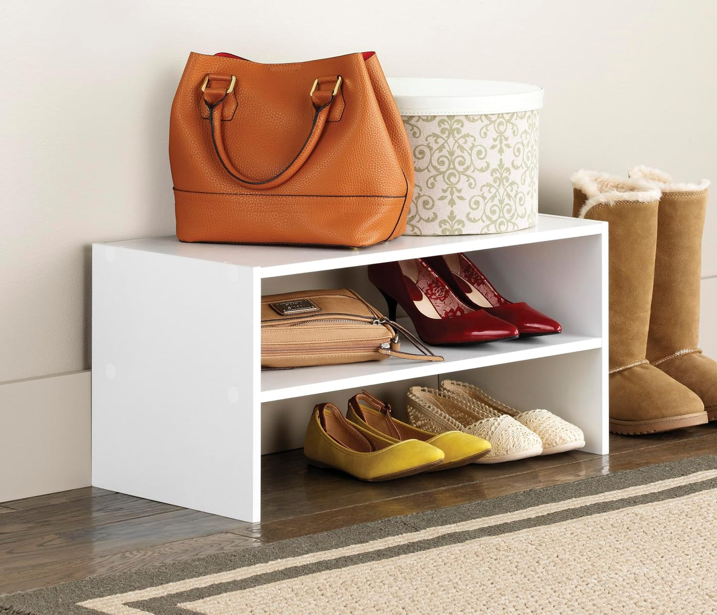 Organiz. apilable 2 estantes 24" color chocolate