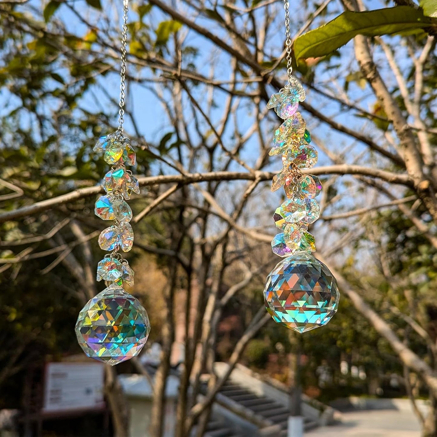 Atrapasueños cristal 40mm cadena plateada para boda