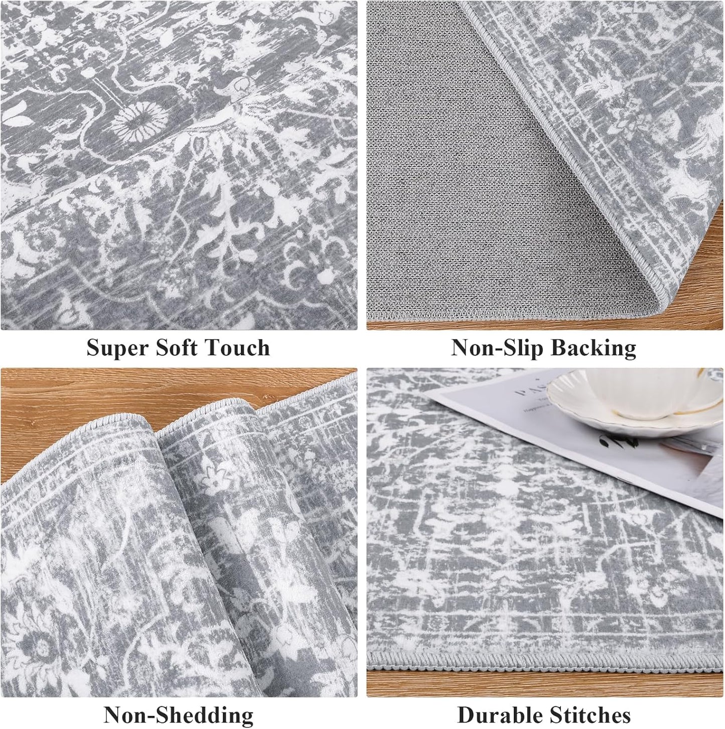 Alfombra pasillo boho 2x10ft antiderrap estilo vintage