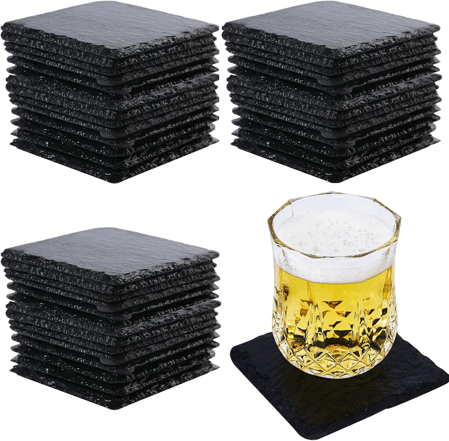 60 Pzas Posavasos Pizarra Antiderrap 4x4pulg