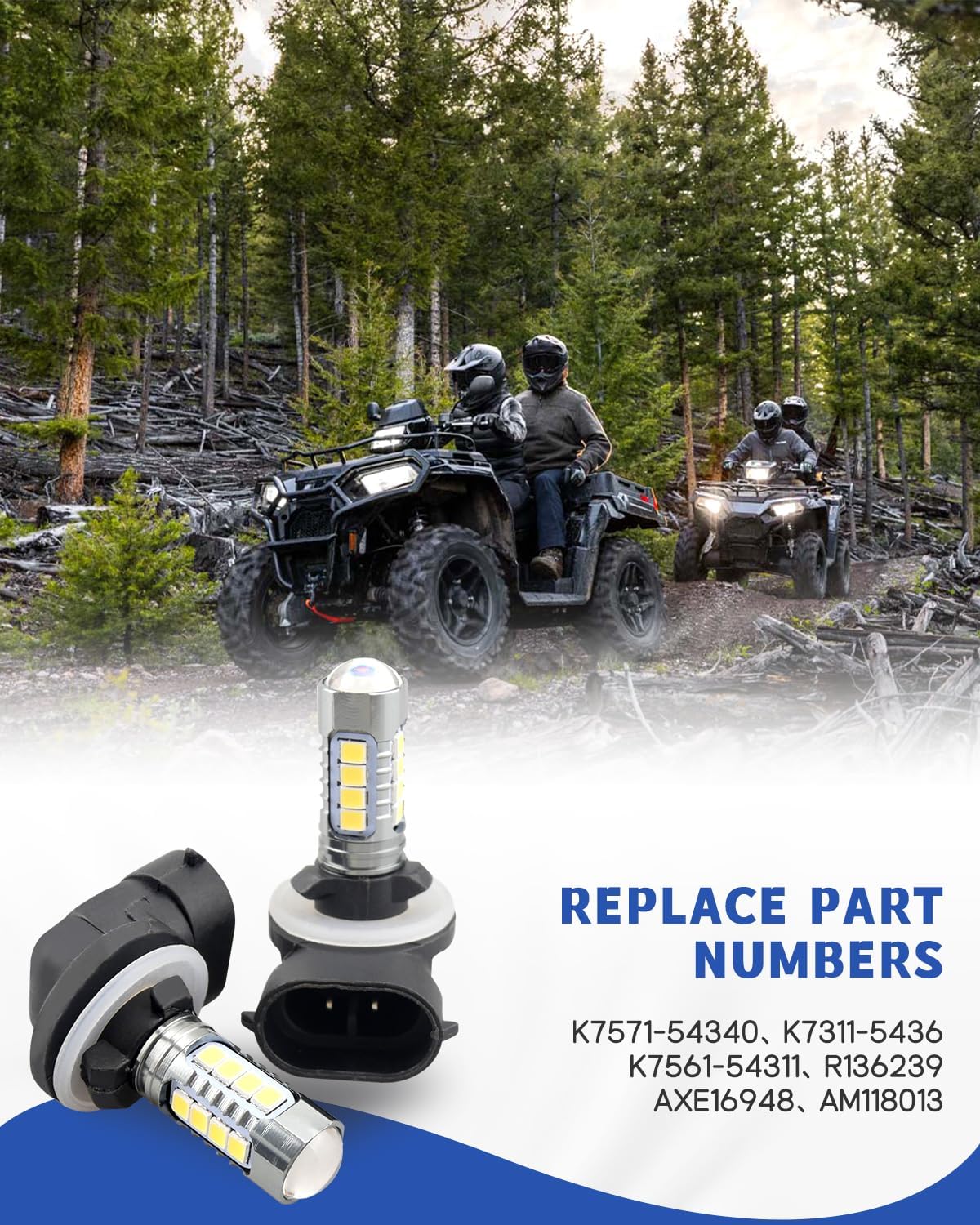 Luces delanteras 6000K blancas para Honda Polaris Kubota