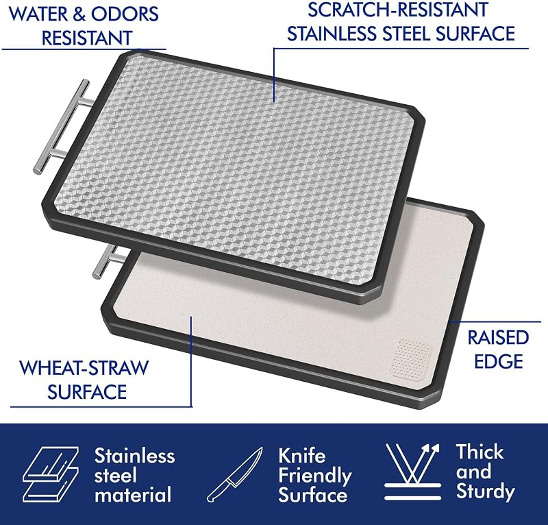Tabla cortar acero inox 304 doble cara 16x11pulg