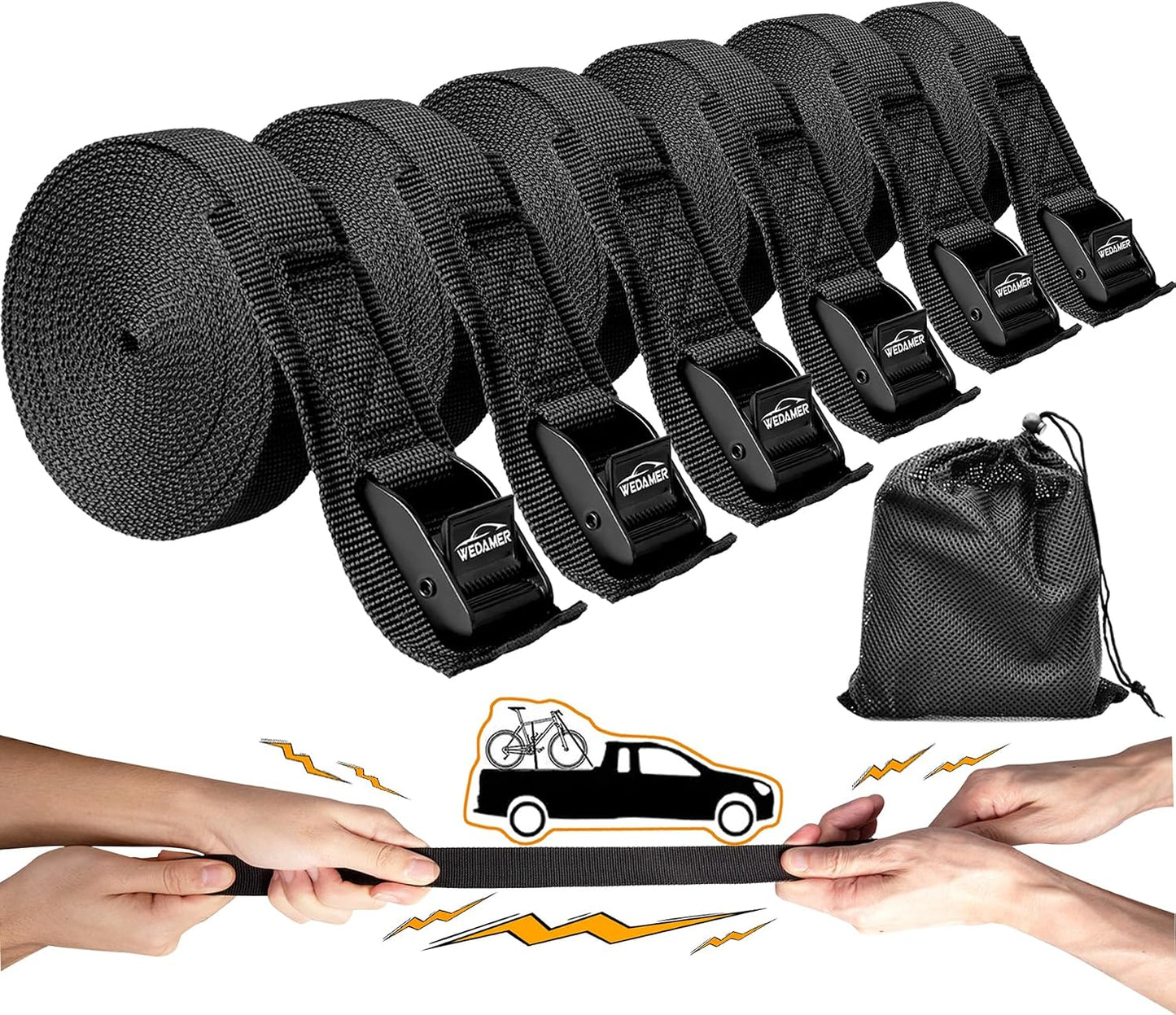 6 Correas amarre kayak 12" acolchadas hebilla leva