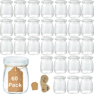 60 Tarros Vidrio 3.4oz con Tapas para Pudín Velas Yogur