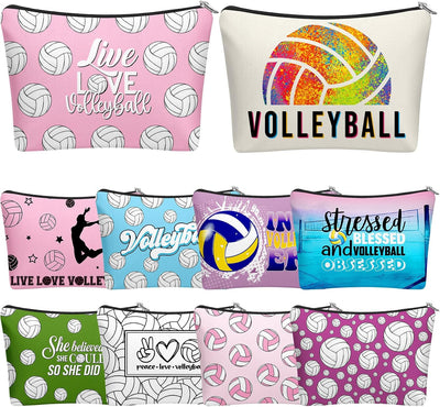 10 Bolsas Maquillaje Voleibol Cremallera Regalo Deportes