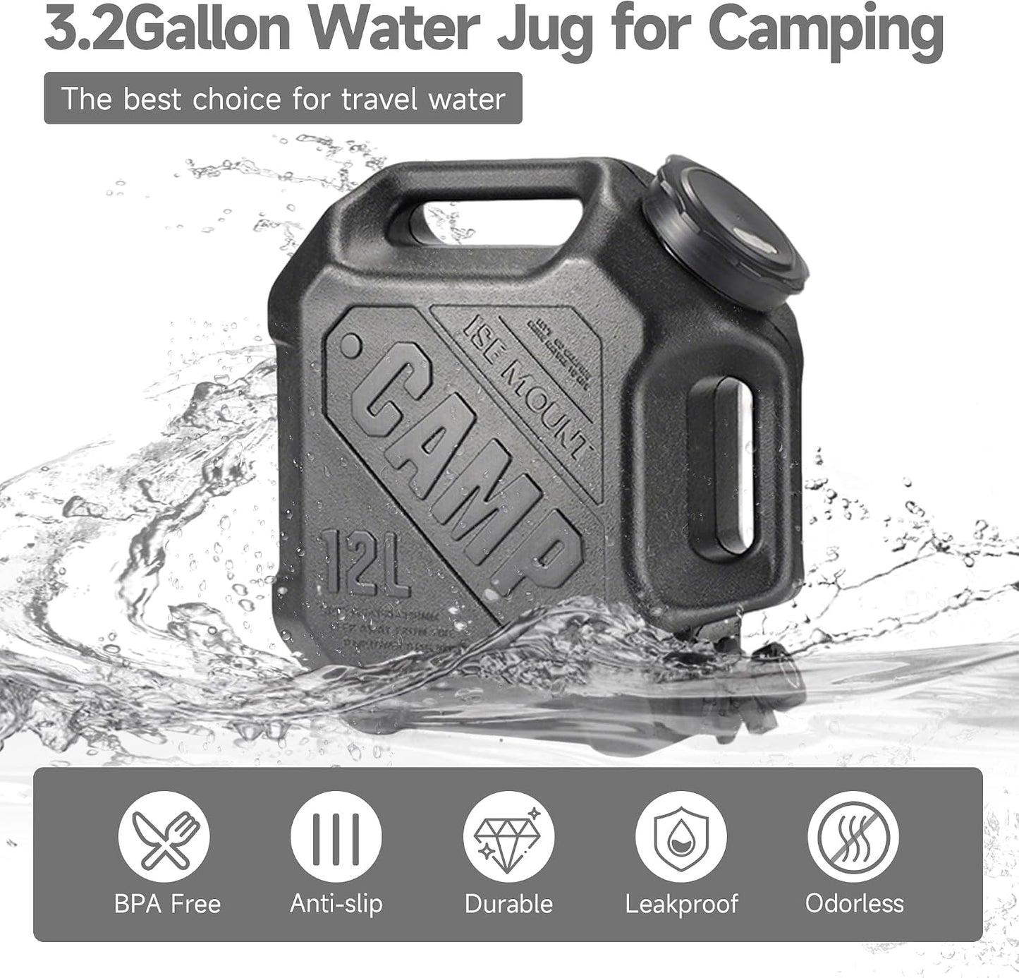 Jarra agua 3.2gal grifo sin BPA a prueba fugas camping