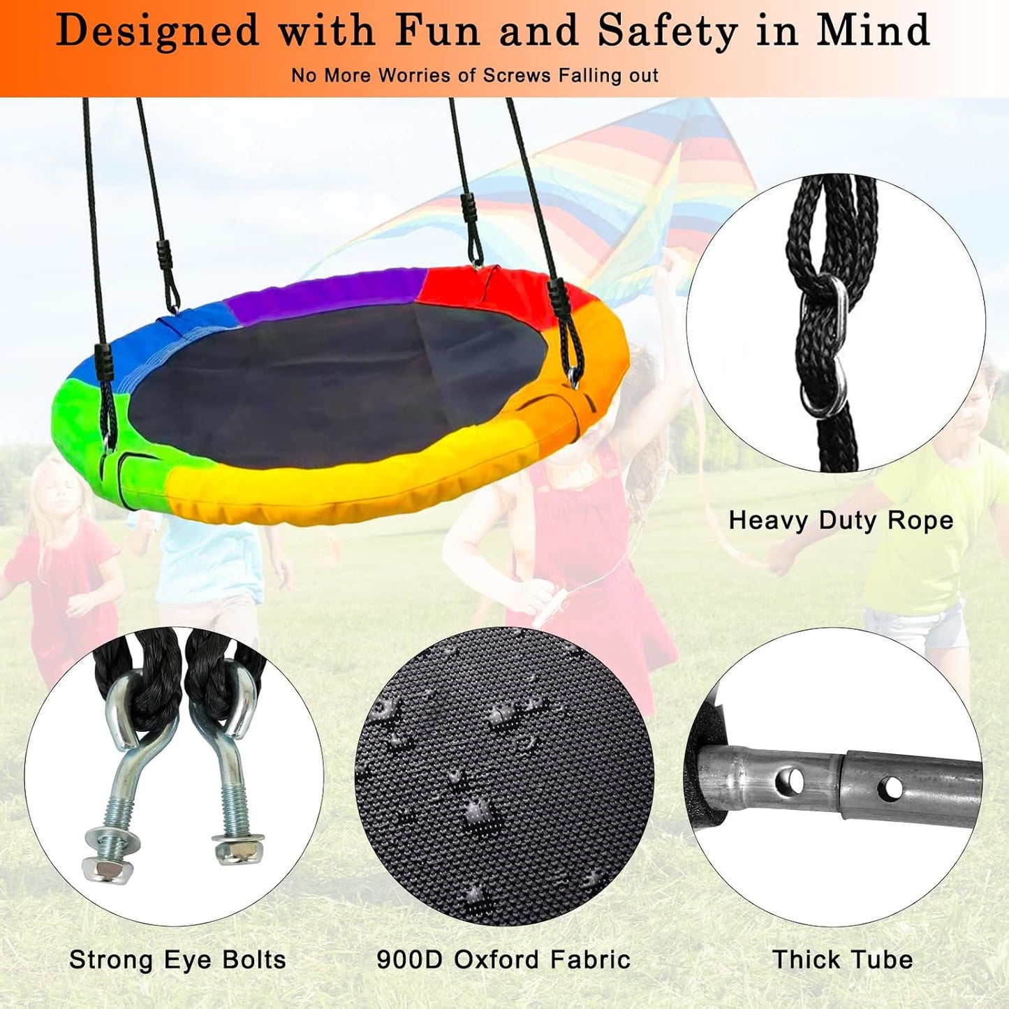 Columpio platillo 40" para niños 500lb impermeable patio