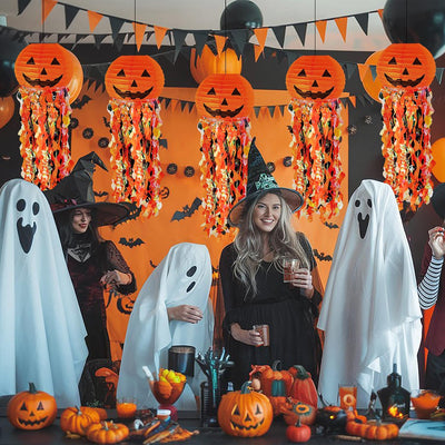 6 Pzas Faroles Papel Halloween Interior Exterior
