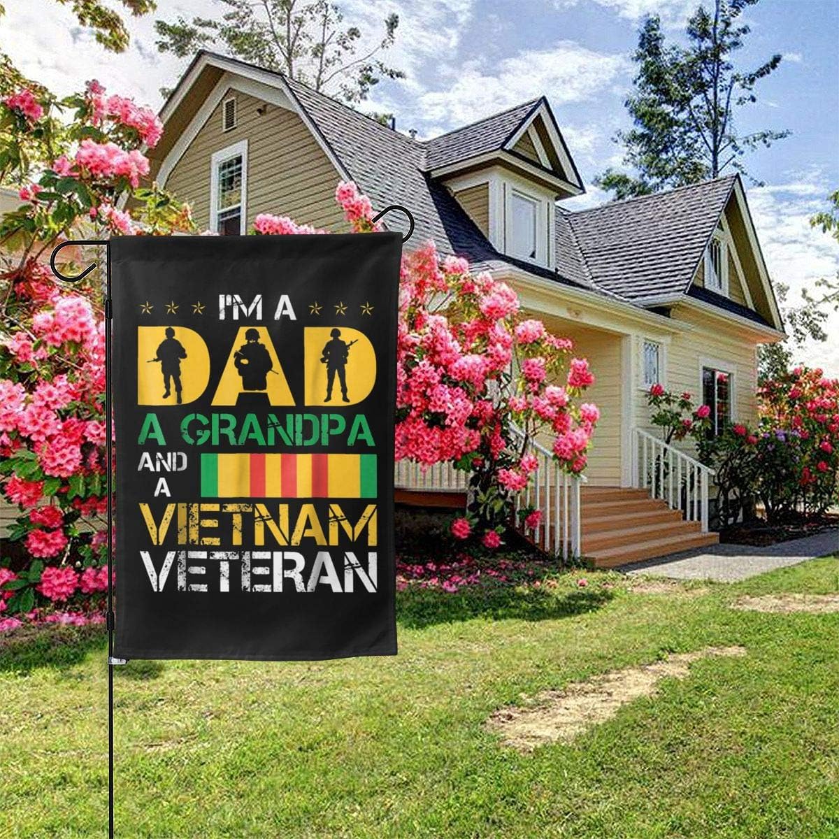 Bandera EE.UU. texto inglés Día del Padre hogar jardín