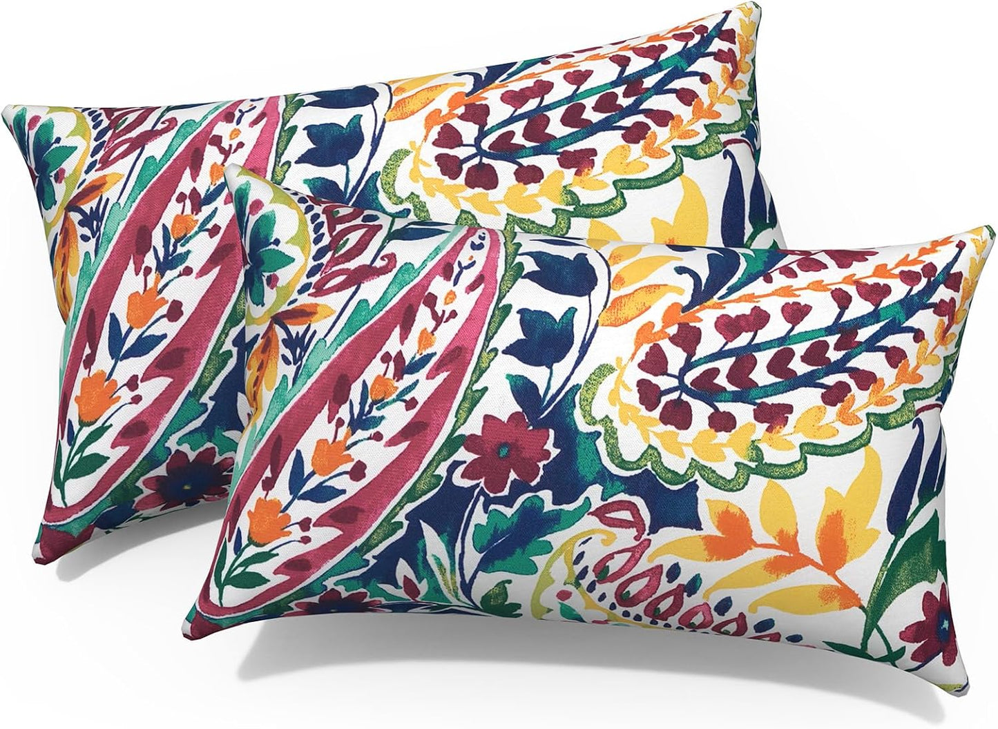 2 Fundas almohada lumbar 12x20" estampado cachemira