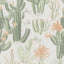 Papel tapiz cactus autoadhesivo beige y verde 17.5x118pulg