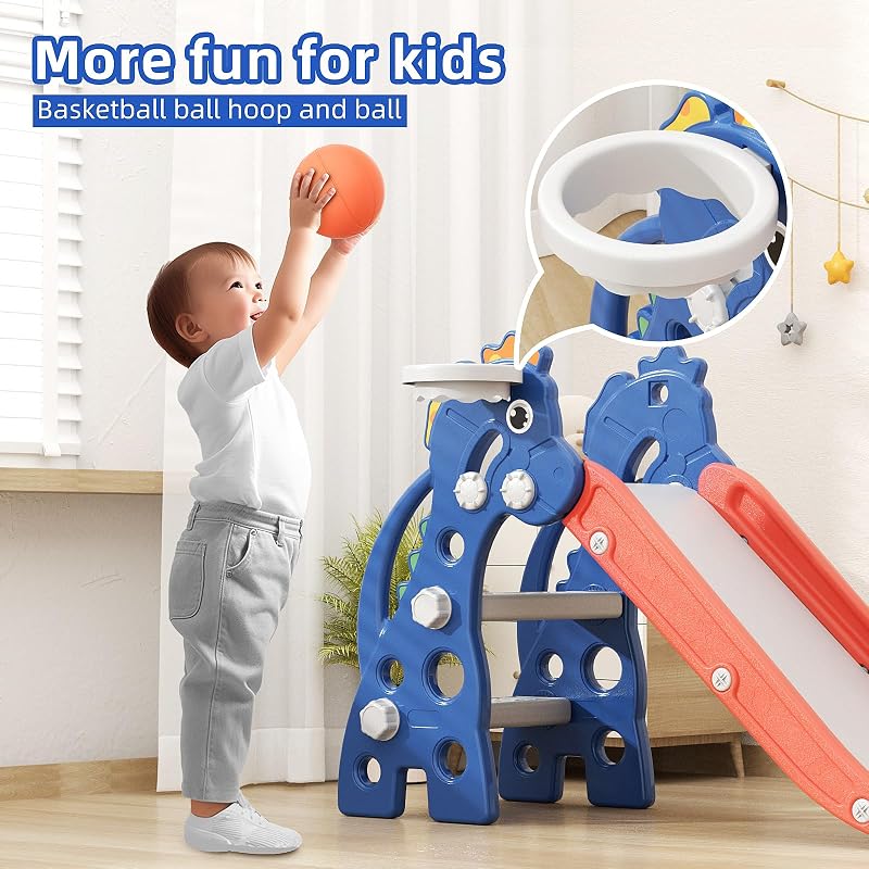 Tobogán para niños con aro baloncesto antiderrap 46.8pulg