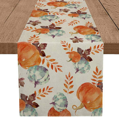 Camino mesa otoño acuarela calabaza 13x72pulg
