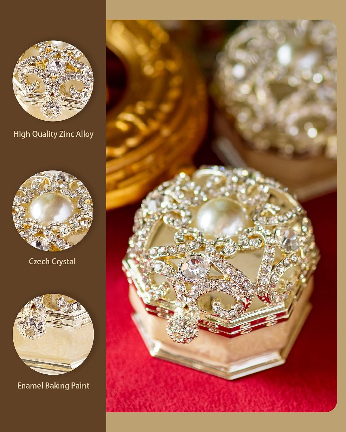 Caja doble anillo boda propuesta cristal blanco vintage