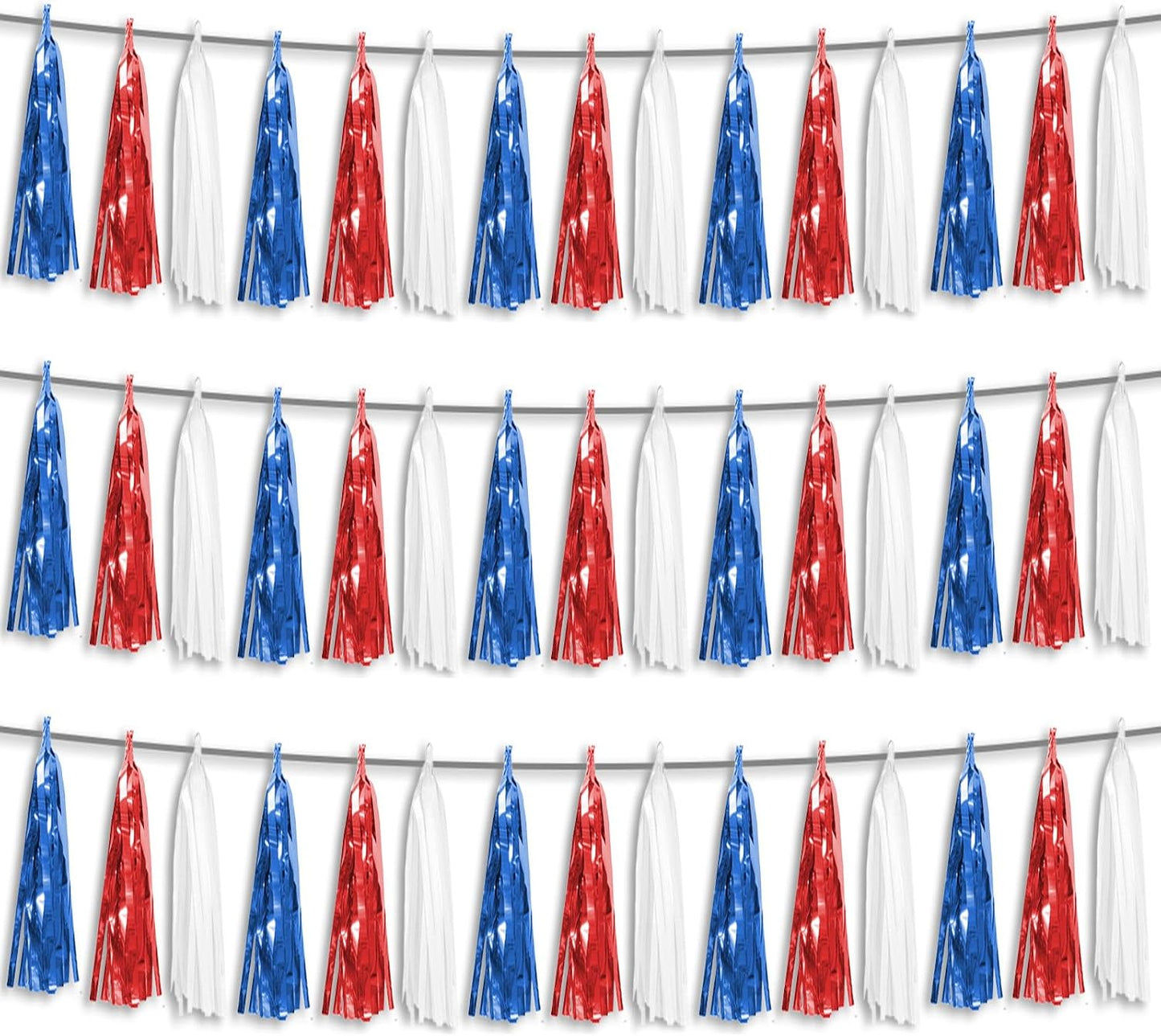 Guirnalda flecos aluminio 3P rojo azul blanco fiesta