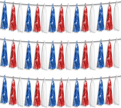 Guirnalda flecos aluminio 3P rojo azul blanco fiesta