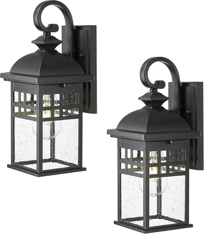 2 Luces pared exterior 15pulg vidrio sembrado negro