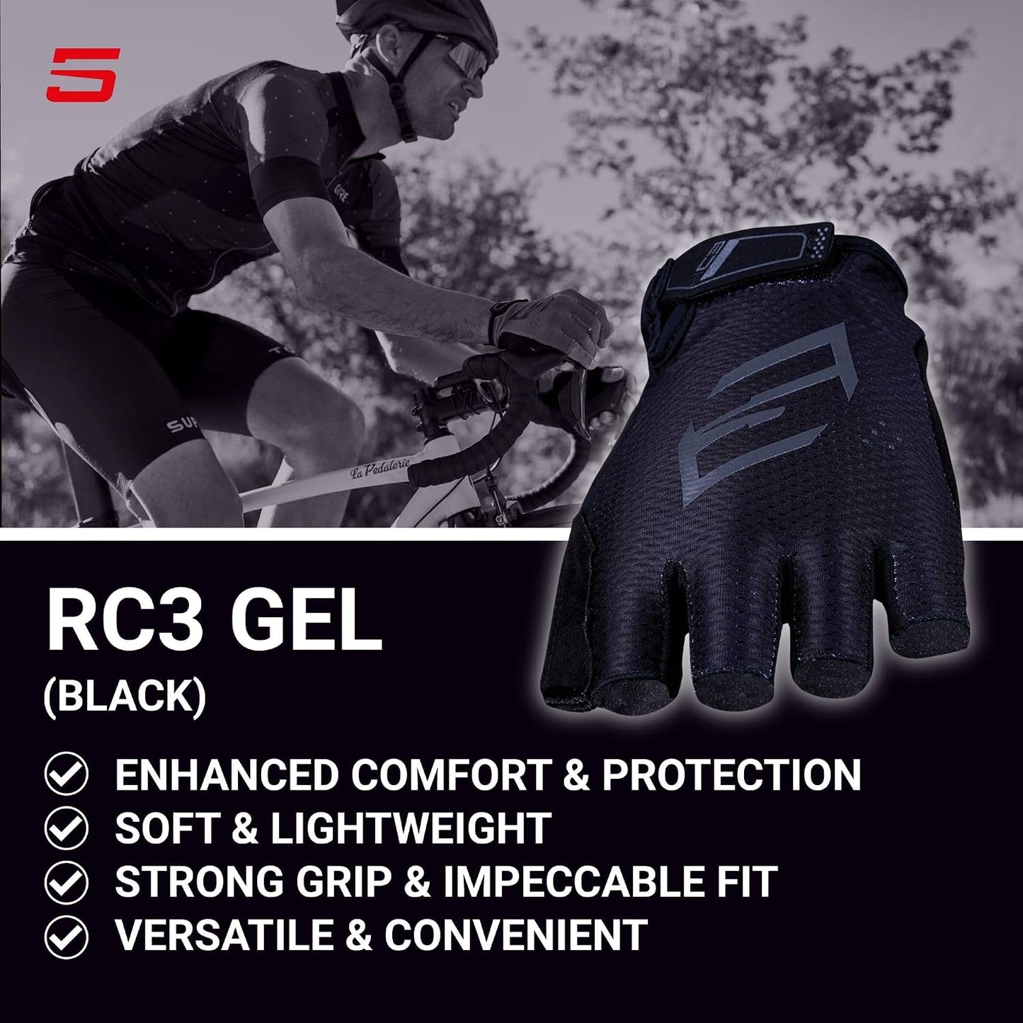 Guantes ciclismo gel unisex sin dedos negro azul rojo 2XS-3XL