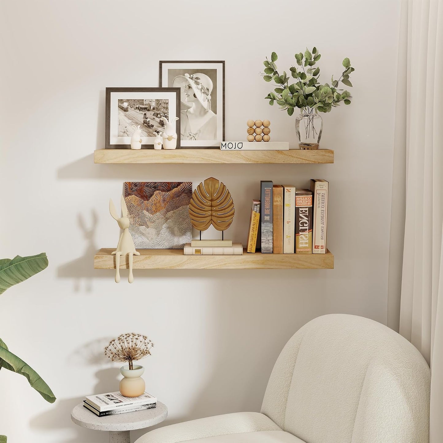 Estantes flotantes madera natural 36x9.3" set 2