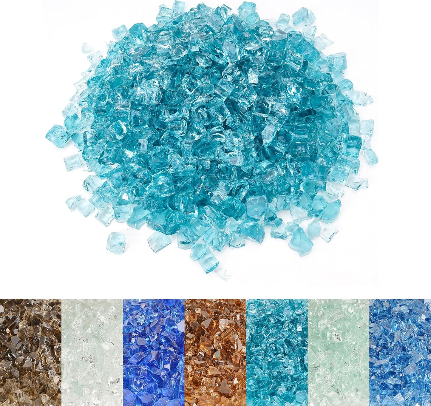 Vidrio fuego 10lb para chimenea y paisajismo 1/2pulg azul