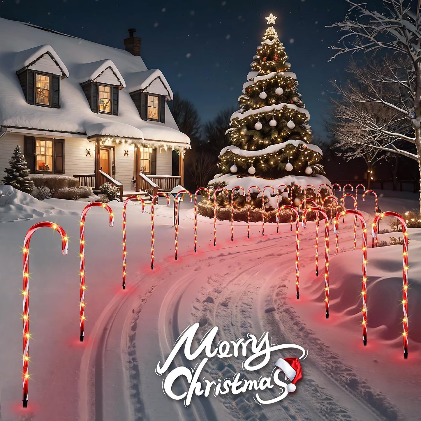 Luces estacas Navidad 30pulg set 10 conectables