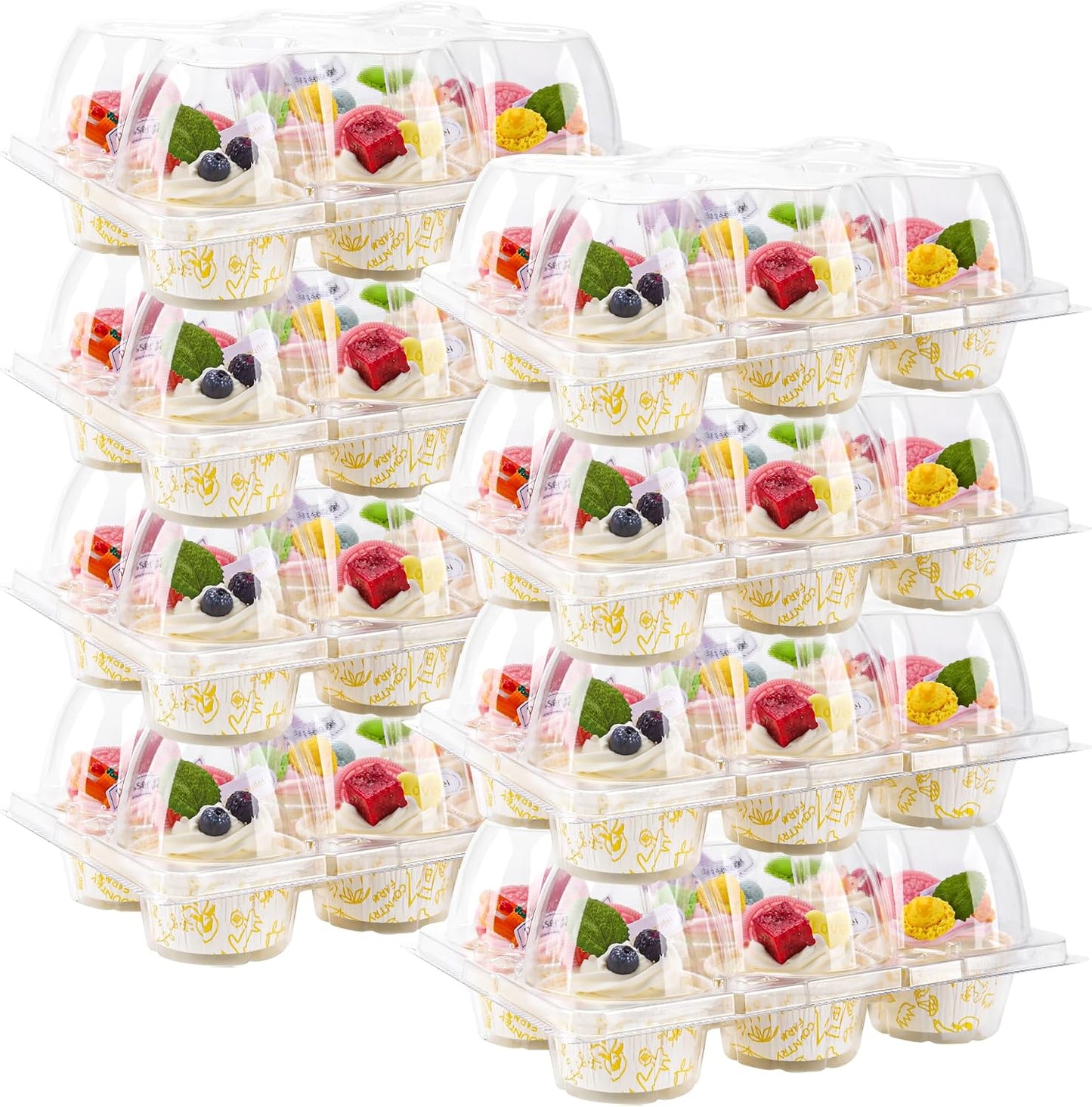 60 Recipientes Cupcakes Plástico Transparente BPA Free