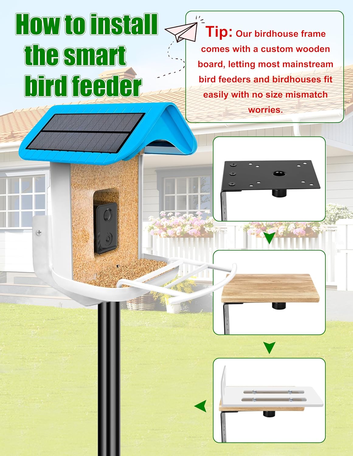 Poste para casa de pájaros metal 109pulg base 5 puntas