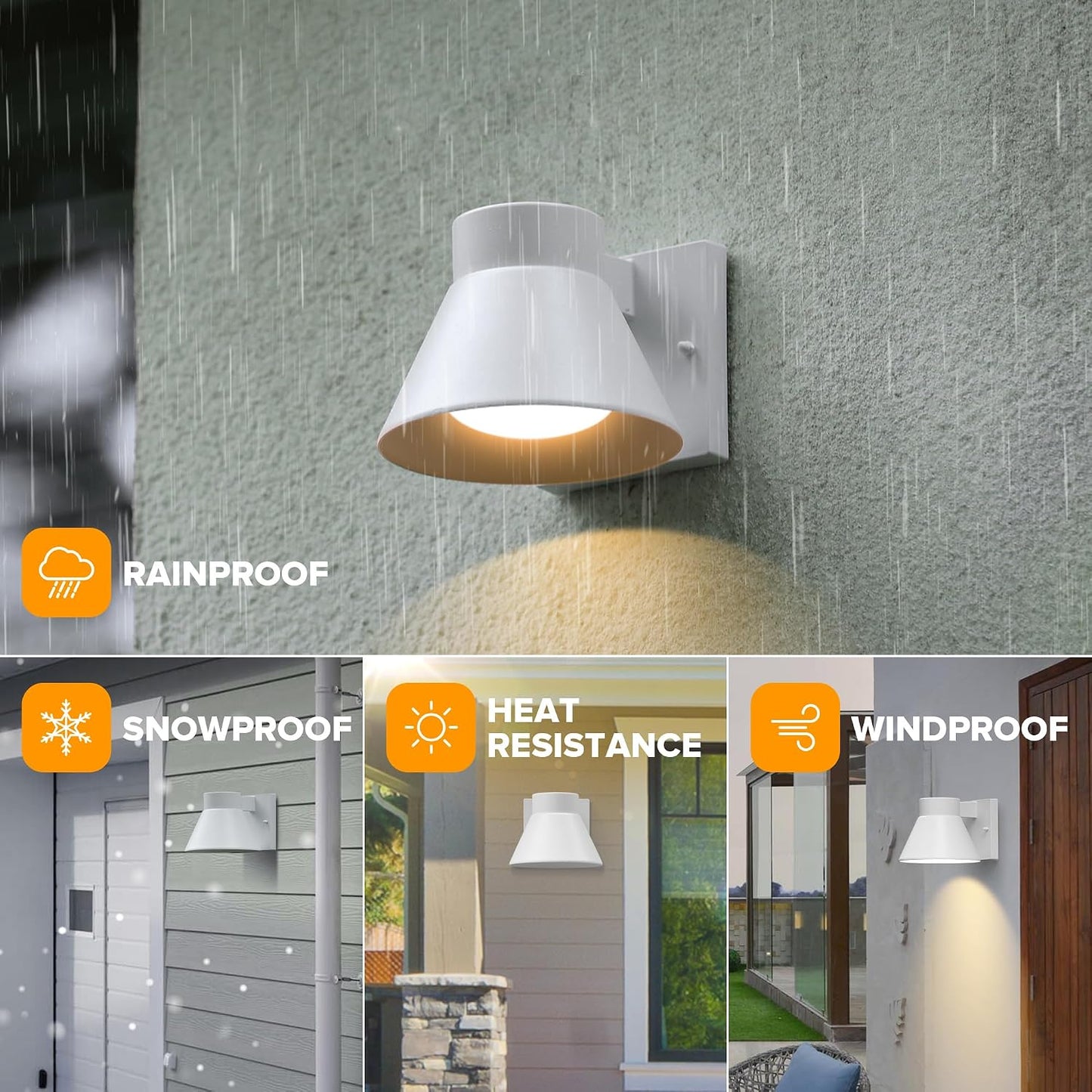 2 Luces LED Blancas Impermeables para Porche y Garaje