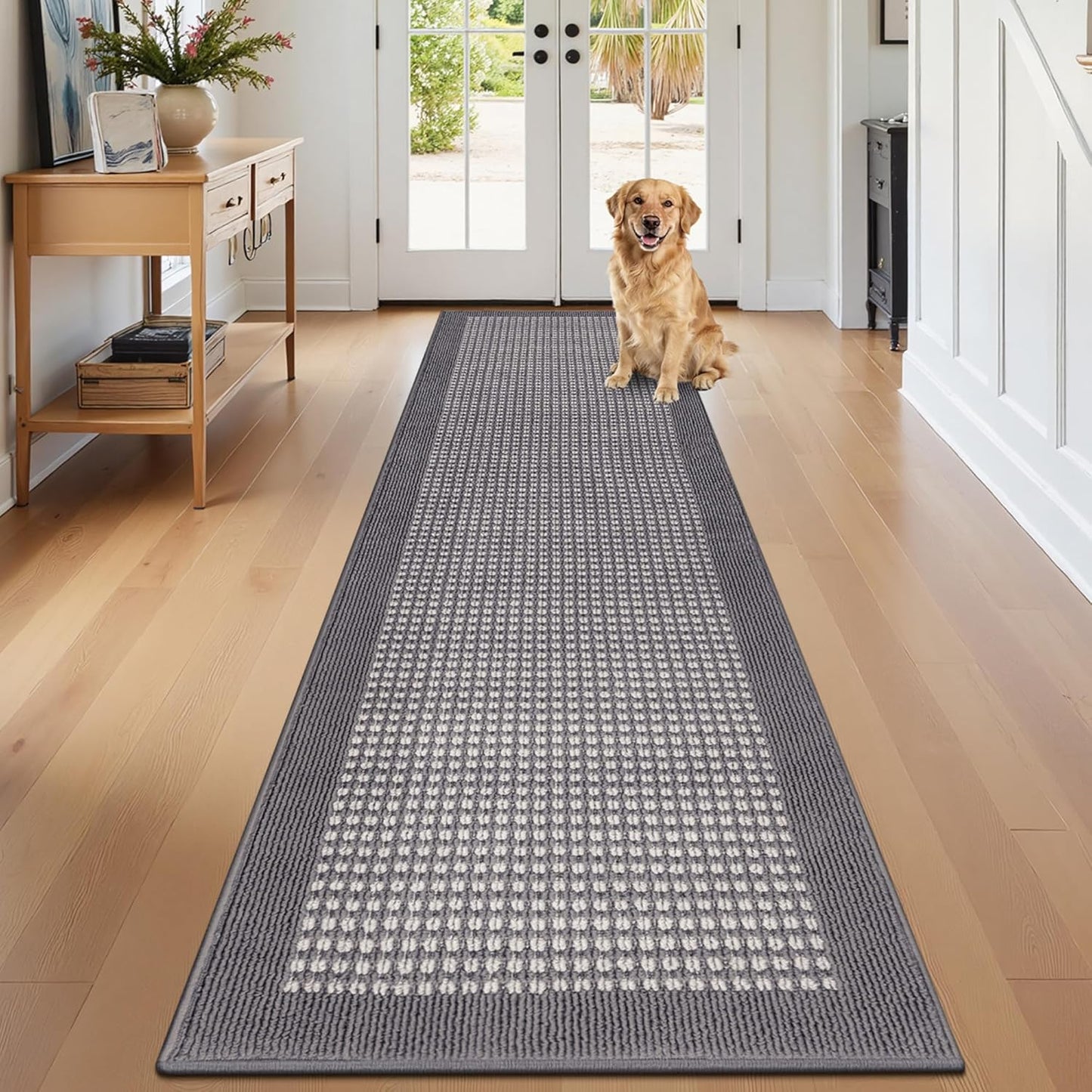 Alfombra pasillo 2x10ft antiderrap lavable gris