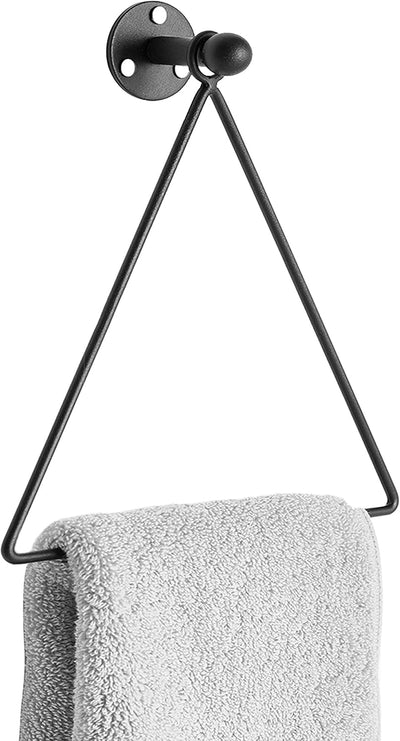 Toallero negro mate soporte metal pared anillo