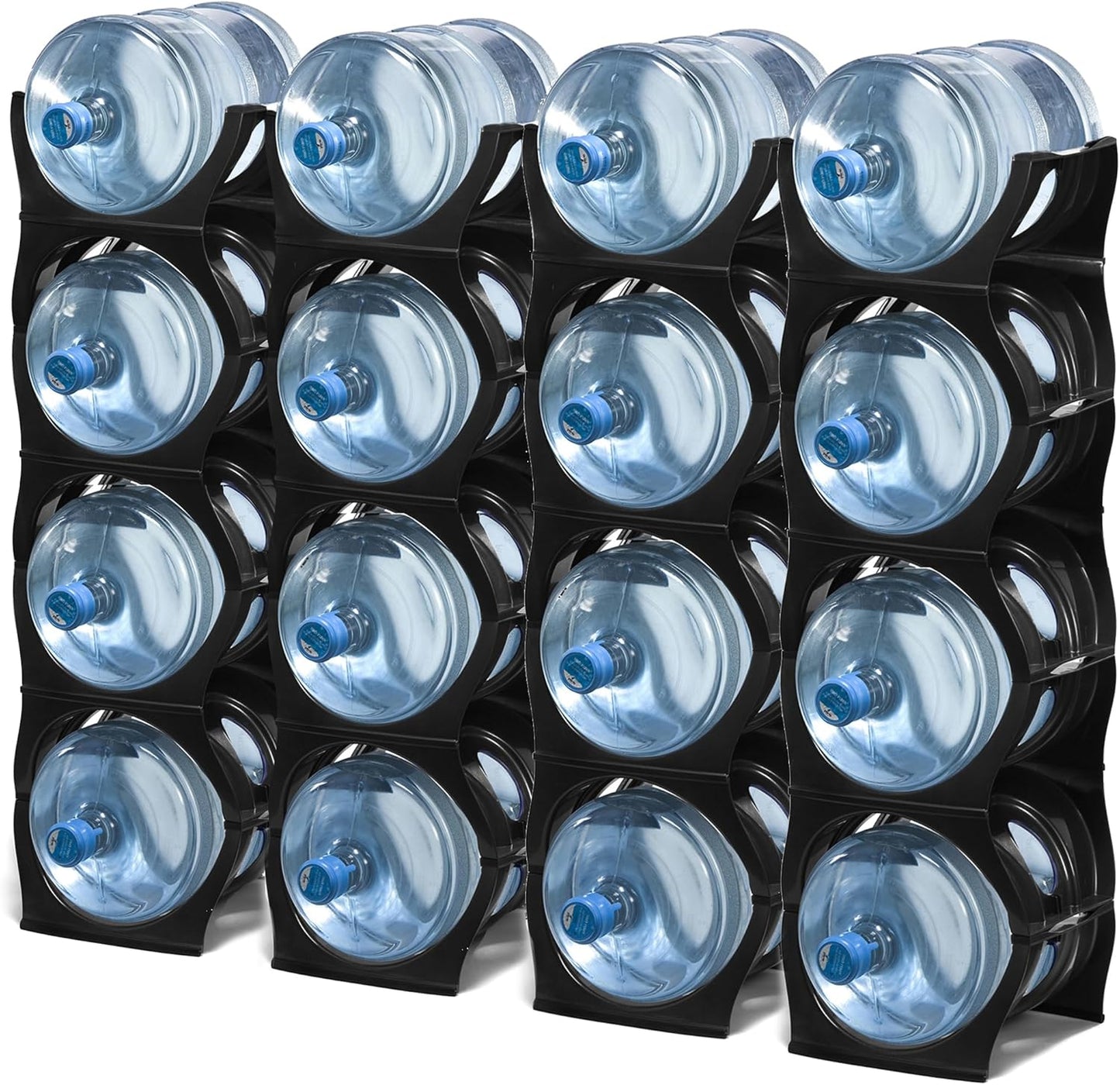 Estante apilable para botellas 5gal polipropileno negro 4un
