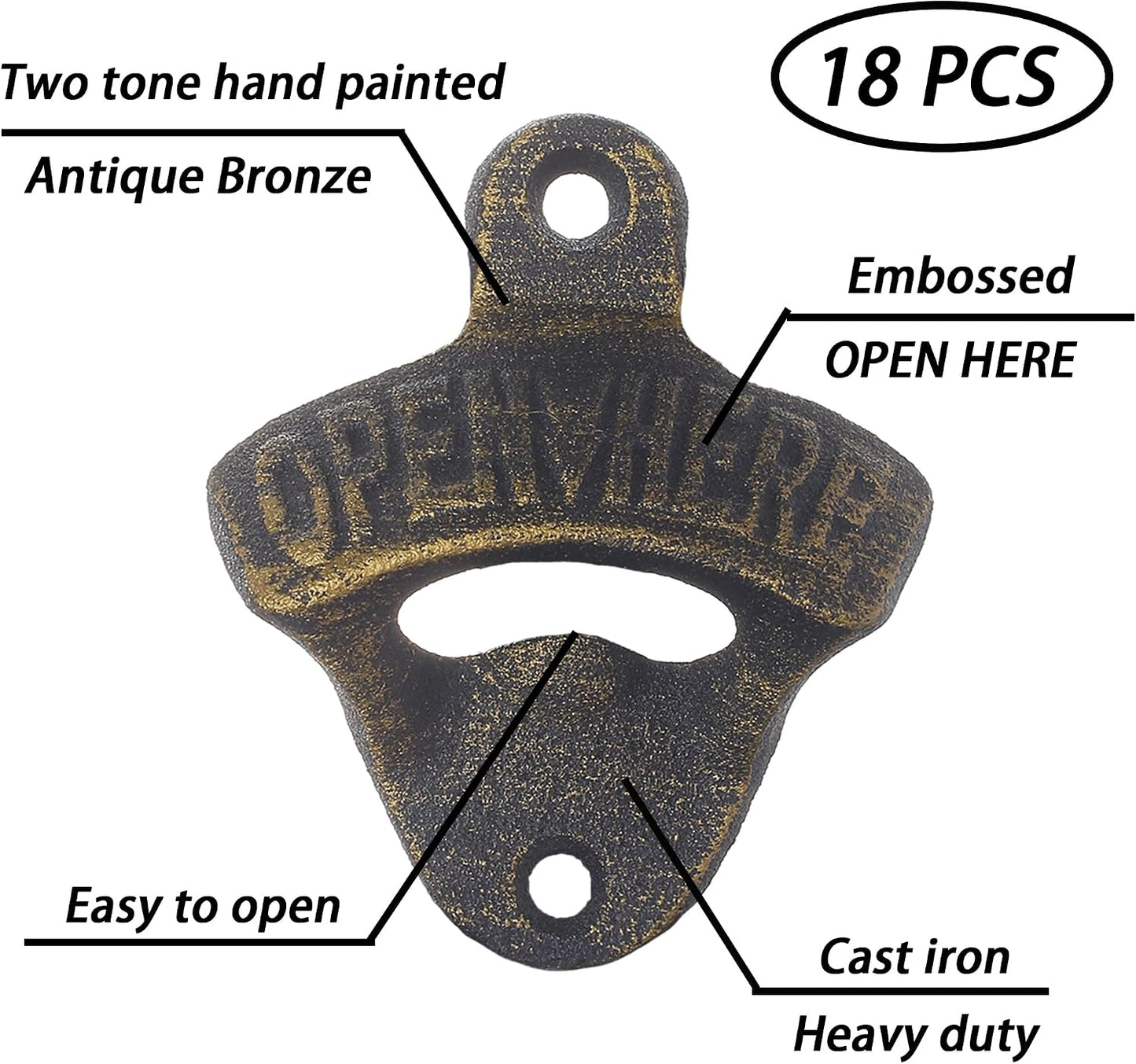 18 Pzas Abrebotellas Hierro Fundido Bronce Antiguo