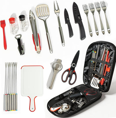 Set 23 Utensilios Cocina Campamento Acero Inox